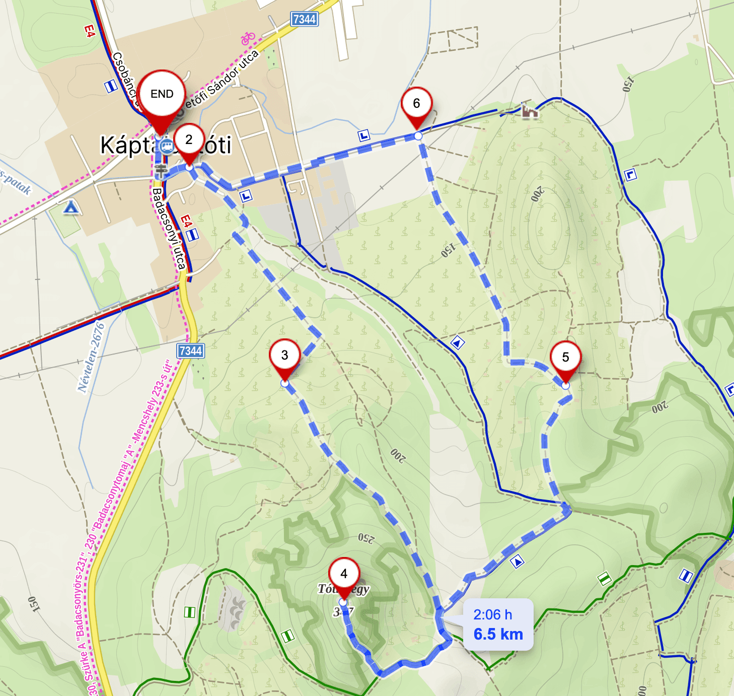 Tótikék tanösvény térképe